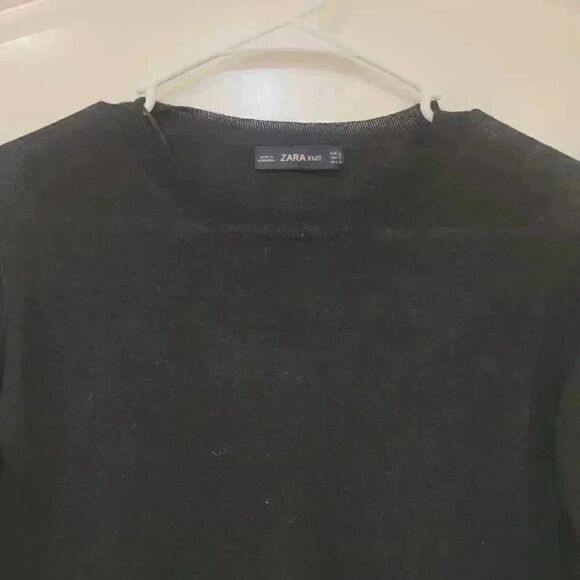 Zara Knit Women's Black Viscose/Acrylic Knit Long Sleeve Crew Neck Sweater - Picture 3 of 6